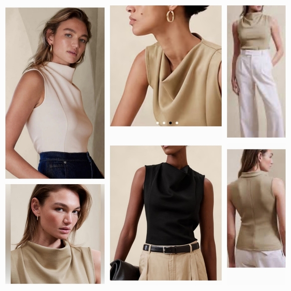 BANANA REPUBLIC scuba cowl  SNOW DAY color rare sold out easy care blouse shirt - Picture 4 of 17